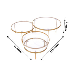 3-Tier Metal Cupcake Stand with Clear Round Acrylic Plates Gold - Dessert Cake Display Holder 23"