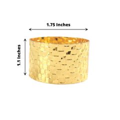 4 Pack Shiny Gold Basket Weave Napkin Rings, Metallic Napkin Holders