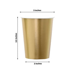 24-Pack Paper Cups in Metallic Gold - Stylish Disposable Party Cups for Hot & Cold Beverages 9oz