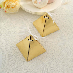 25 Pack Gold Pyramid Shaped Wedding Party Favor Candy Gift Boxes