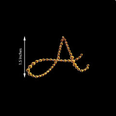 12 Pack 1.5" Gold Rhinestone Monogram Letter Jewel Sticker Self Adhesive DIY Diamond Decor - A