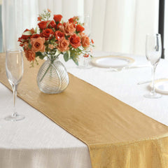 Polyester 12"x108" Table Runner Gold Shimmer Sequin Dots - Wrinkle-Free Finish for Upscale Occasions