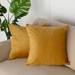 2 Pack 18" Gold Soft Velvet Square Throw Pillow Cover