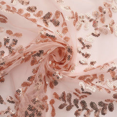 Sequin Tulle 20"x20" Napkin Rose Gold - Embroidered Leaf Vine Dinner Napkins