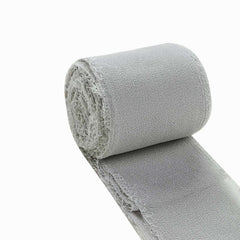 2 Pack 6yd Silver Silk-Like Chiffon Linen Ribbon Roll For Bouquets, Wedding Invitations Gift Wrapping