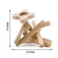 Natural Driftwood Candle Holder with Butterfly Top - Rustic Wooden Candle Stand for Events 8" Tall