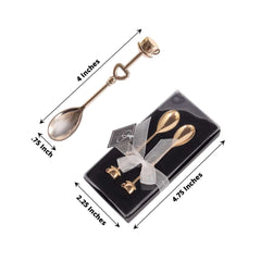 2 Pack 4" Gold Metal Couple Coffee Spoon Set Party Favors, Pre-Packed Wedding Souvenir Gift