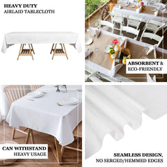 Paper Linen-Like Airlaid Tablecloth Rectangle White - Convenient Disposable Table Cover 50"x108"