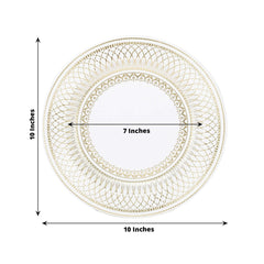 25-Pack Paper 10" Round Dinner Plates in White with Gold Vintage Porcelain Style Rim - Disposable 300GSM Party Plates