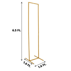 Wedding Arch Slim Gold Metal Rectangular Design Backdrop Stand - Floral Display Frame 6.5ft
