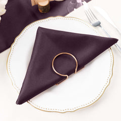 5 Pack Eggplant Cloth Napkins with Hemmed Edges, Reusable Polyester Dinner Linen Napkins - 20"x20"