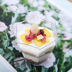 12-Pack Plastic Dessert Cups Clear Wavy Hexagon - Lightweight Disposable Cups for Treats 3oz