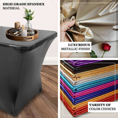 Stretch Spandex 72"x30" Rectangle Tablecloth Metallic Black - Form-Fitting Table Cover