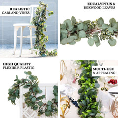 3ft Real Touch Green Artificial Eucalyptus Boxwood Leaf Garland Vine