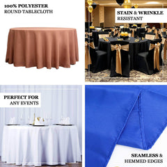 Premium Polyester 120" Round Tablecloth Beige - Seamless 220GSM Wrinkle-Resistant Table Cover