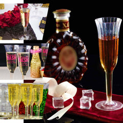 12-Pack Plastic Champagne Flutes Transparent Blush Flared Design - Lightweight Disposable Toasting Glasses 6oz