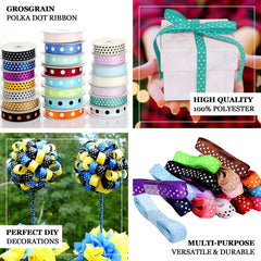25 Yards 7 8" DIY Chocolate Grosgrain White Polka Dot Ribbon