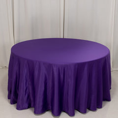 Lamour Satin 120" Round Tablecloth Purple - Seamless Table Cover with Soft Tempered Sheen