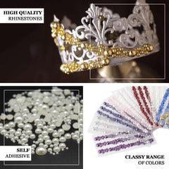 Gold Self Adhesive Pearl Rhinestone Stickers, DIY Craft Peel and Stick Gem Stickers