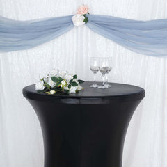 Metallic Spandex 32" Fitted Round Cocktail Table Cover Black Highboy Tablecloth - Stretch Fit & Water-Resistant