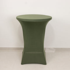Spandex 24"-32" Round Cocktail Table Cover Dusty Sage Green - Easy to Maintain Stretch Fitted Highboy Tablecloth