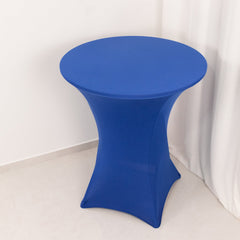 Spandex 33"-36" Round Cocktail Table Cover Royal Blue - Easy to Maintain Stretch Fitted Highboy Tablecloth