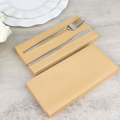20-Pack Paper Linen-Like Napkins Natural - Disposable Hygienic Airlaid Guest Towels 8.5"x4"