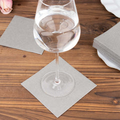 20-Pack Paper Linen-Like Cocktail Napkins Silver - Disposable 5"x5" Airlaid Soft Napkins