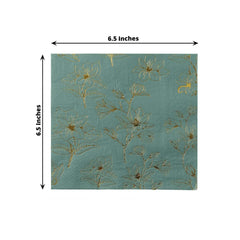 50-Pack Paper Cocktail Napkins with Gold Magnolia Flowers Print Dusty Sage Green - Highly 2 Ply Absorbent Soft Napkins for Beverages