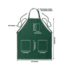 Hunter Emerald Green Premium Polyester Cooking Chef Apron with Adjustable Neck and Long Ties, Waterdrop Resistant 2 Pockets Unisex Kitchen Bib Apron