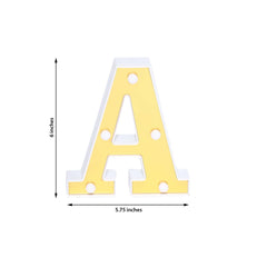 3D Marquee Letter "A" Warm White 5 LED Lights Gold - Chic Light-Up Decor for Events 6"