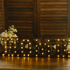 LED Marquee Letter "M" Industrial Style Antique Black - Light-Up Alphabet Sign for Weddings & Displays 9"