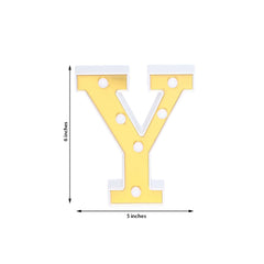 3D Marquee Letter "Y" Warm White 6 LED Lights Gold - Chic Light-Up Decor for Events 6"