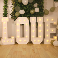 Giant LED Marquee Light Up Letter "L", White 4ft Pre-Cut Foam Board with 10 Warm White Battery Operated LEDs, Glue Gun and Sticks