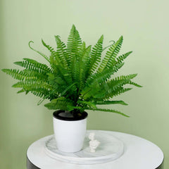 2 Stems 18" Green Artificial Boston Fern Leaf Plant Indoor Faux Spray