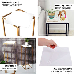 2 Pack 10" Square White Acrylic Plexiglass Sheets, 3mm Thick Top Plates With Protective Film