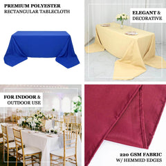 Premium Polyester 90"x132" Rectangle Tablecloth Beige - Seamless 220GSM Stain-Resistant Table Cover