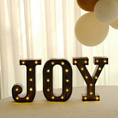 LED Marquee Letter "J" Industrial Style Antique Black - Light-Up Alphabet Sign for Weddings & Displays 9"
