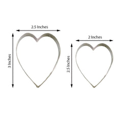 2pcs Stainless Steel Heart Shaped Cookie Cutters Party Favors, Biscuits Cutter Wedding Favor Set with Clear Gift Box - 2.5",3"