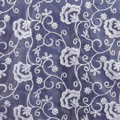 Tulle 14"x108" Table Runner Silver Embroidered Interlaced Threads - Stylish Table Decor