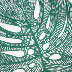 6-Pack Dining Table Mats Monstera Leaf Design Green - Vinyl Non-Slip Surface for Tropical Themes 18"