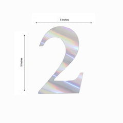 4 Pack 5" Iridescent 0-9 Number Stickers Banner, Customizable Stick on Numbers - 2