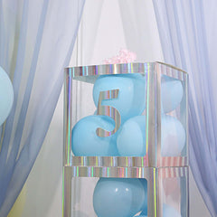 4-Pack Stickers Banner Custom 0-9 Number "5" Design Iridescent - Milestone Age and Date Stick-On Numbers 5"