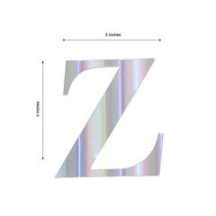 4 Pack 5" Iridescent Alphabet Stickers Banner, Customizable Stick on Letters - Z