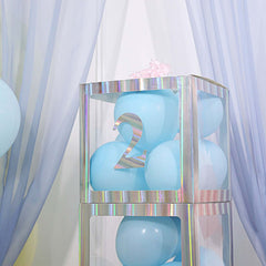 4 Pack 5" Iridescent 0-9 Number Stickers Banner, Customizable Stick on Numbers - 2