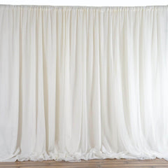 Ivory Chiffon Polyester Event Curtain Drapes, Dual Layer Divider Backdrop Event Panels with Rod Pockets - 20ftx10ft