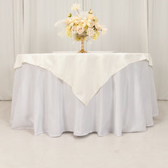 Cotton Blend 54"x54" Table Overlay Square Tablecloth Ivory - Wrinkle-Resistant Table Topper