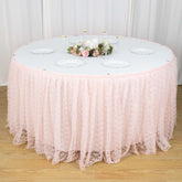 Lace 17ft Table Skirt Blush Premium Pleated - Vintage Style for Parties