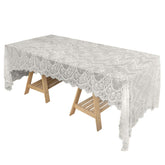 Lace 60"x120" Rectangle Tablecloth Ivory - Vintage Lace Design with Scalloped Frill Edges