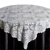 Lace 72"x72" Table Overlay Square Tablecloth Ivory - Victorian Design for Timeless Celebrations